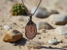 Load image into Gallery viewer, Wire Wrapped Agate with Clear Quartz Crystal Center Necklace