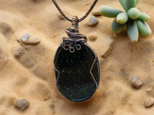 Load image into Gallery viewer, Wire Wrapped Green Goldstone Necklace