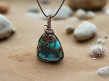 Load image into Gallery viewer, Wire Wrapped Polished Turquoise Necklace