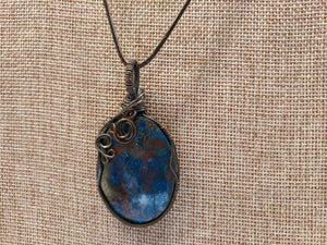 Wire Wrapped Azurite-Malachite and Copper Ore Necklace