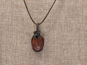 Wire Wrapped Brown Goldstone Necklace