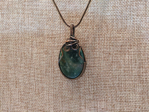 Wire Wrapped Green Agate Necklace