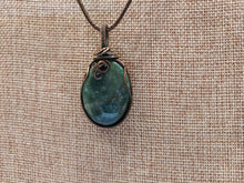 Load image into Gallery viewer, Wire Wrapped Green Agate Necklace
