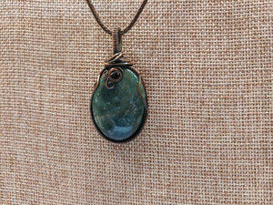 Wire Wrapped Green Agate Necklace