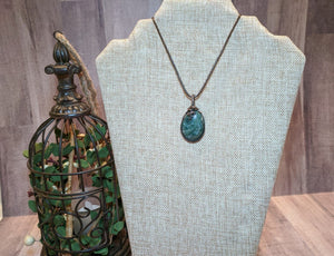 Wire Wrapped Green Agate Necklace