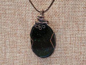 Wire Wrapped Green Goldstone Necklace