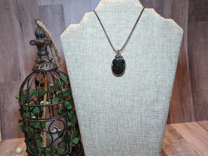 Wire Wrapped Green Goldstone Necklace