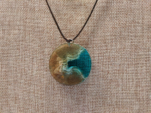 Ocean Scene, Resin Necklace-Round