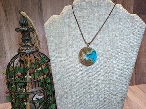 Ocean Scene, Resin Necklace-Round