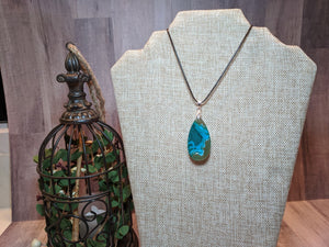 Ocean Scene, Resin Teardrop Necklace